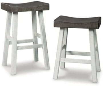 Signature Design by Ashley Glosco Counter Height Barstool, Set of 2, Brown/Antique White