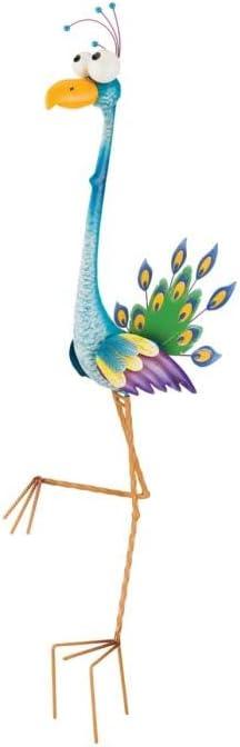 Colorful Metal Peacock Garden Stake with UV Resistant Paint