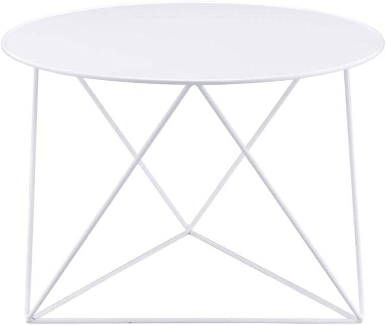 Acme Furniture Epidia Accent Table White: Round Metal Side Table, Powder-Coated Finish, 17" Height