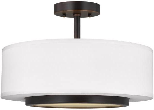 Nance Bronze 2-Light Semi-Flush Convertible Pendant with Satin Etched Glass