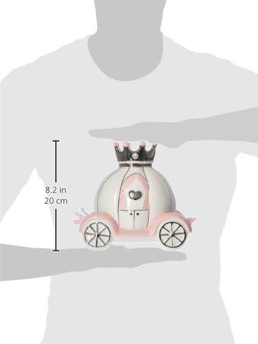 White and Pink Ceramic Princess Carriage Piggy Bank