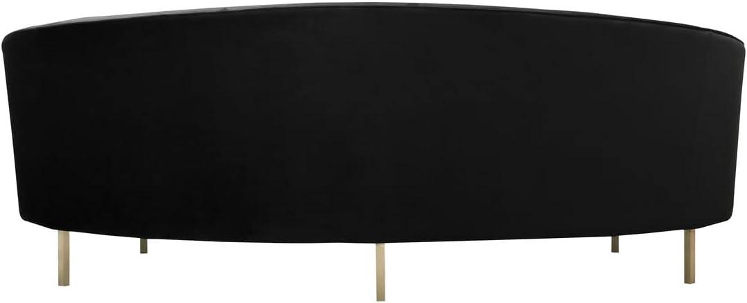 Baila Luxe Black Velvet 89'' Contemporary Sofa with Gold Legs