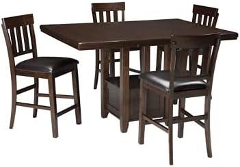 Counter Height Extendable Dining Table Dark Chestnut - Signature Design by Ashley: Removable Leaf, Seats 6, Wood Veneer