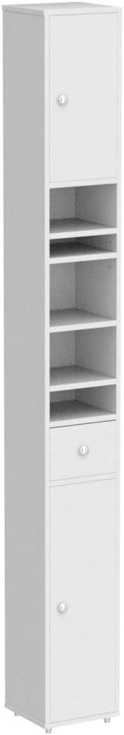 White Tall MDF Cabinet with Adjustable Shelving