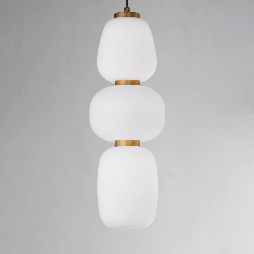 Soji 17.25" Black and Gold LED Pendant with Satin White Glass