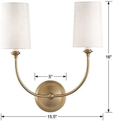 Sylvan Vibrant Gold Brass 2-Light Dimmable Sconce with Silk Shade