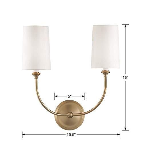 Sylvan Vibrant Gold Brass 2-Light Dimmable Sconce with Silk Shade