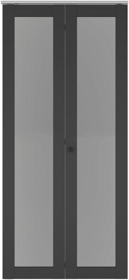 Calhome Full Lite Frosted Glass MDF Bi-Fold Door with Hardware Kit and Door Handle