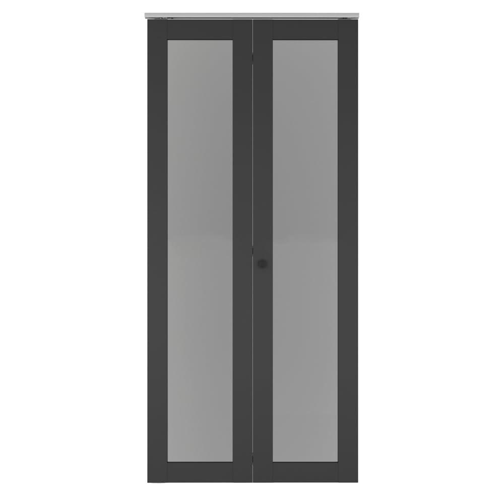 Calhome Full Lite Frosted Glass MDF Bi-Fold Door with Hardware Kit and Door Handle