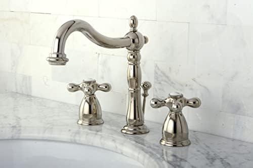 Kingston Brass Heritage Two-Handle 3-Hole Deck Mount Widespread Bathroom Faucet with Pop-Up Drain