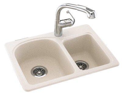 Bone Granite Composite Double Bowl Drop-In Kitchen Sink