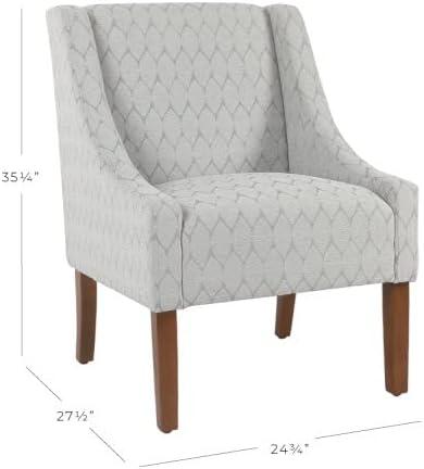 Modern Geometric Swoop Accent Chair in Textured Gray with Wood Legs