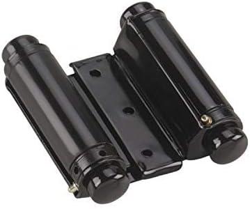Rok Hardware Double Action Steel Spring Hinge, Black Super Value 2-Pack (2 Hinges)
