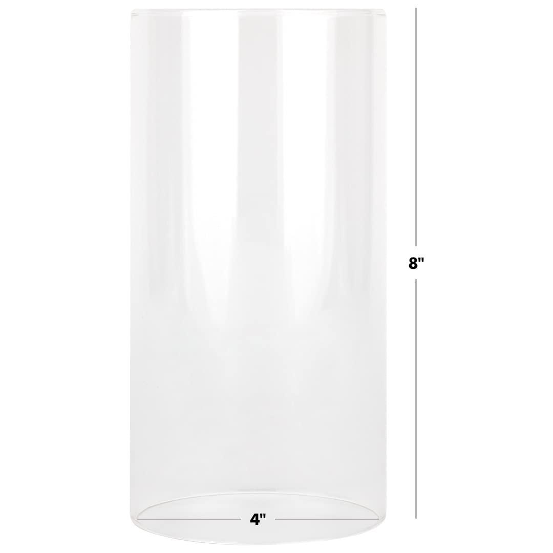 Koyal Wholesale 4" x 8" Glass Hurricane Candle Holder Shades - Chimney Glass Tube Covers for Taper & Pillar Candles, 6pk