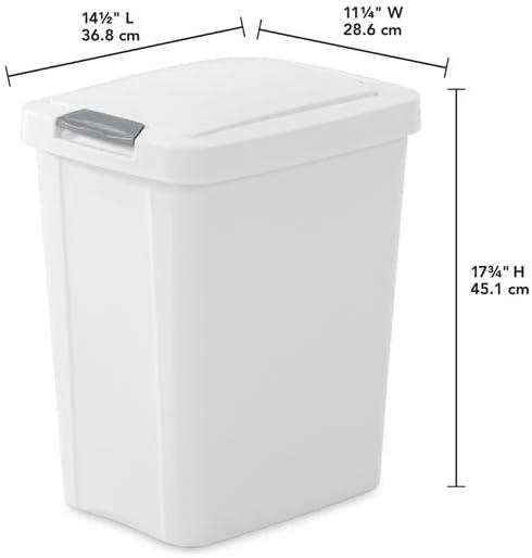 White 7.5 Gallon Plastic TouchTop Kitchen Wastebasket