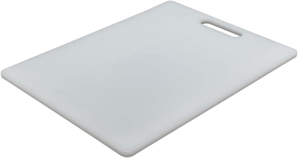 15" x 20" White Rectangular Plastic Cutting Board with Handle