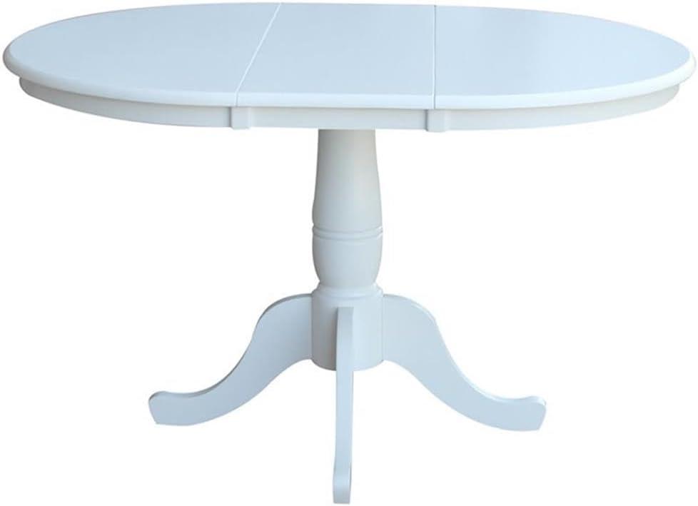 36" Kyle Round Top Pedestal Table with 12" Drop Leaf White - International Concepts