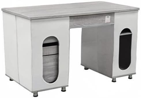 Gray MDF Wood Computer Desk with Storage and Filing Cabinet
