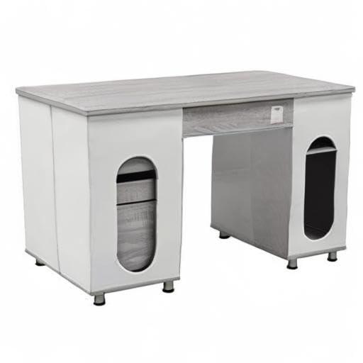 Gray MDF Wood Computer Desk with Storage and Filing Cabinet