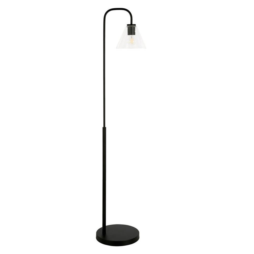 Evelyn&Zoe Henderson Arc Floor Lamp with Glass shade in Blackened Bronze/Clear