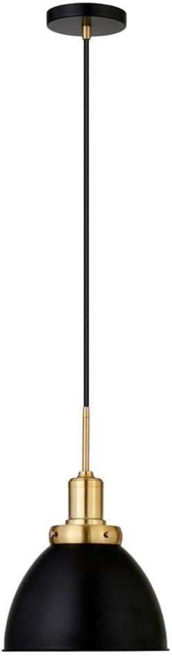 Evelyn&Zoe 12" Black/Brass Metal Pendant