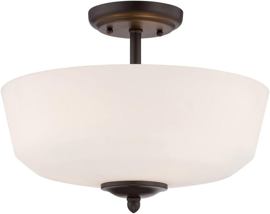 Darcy 16" Brushed Nickel and Opal Glass Semi-Flushmount Light