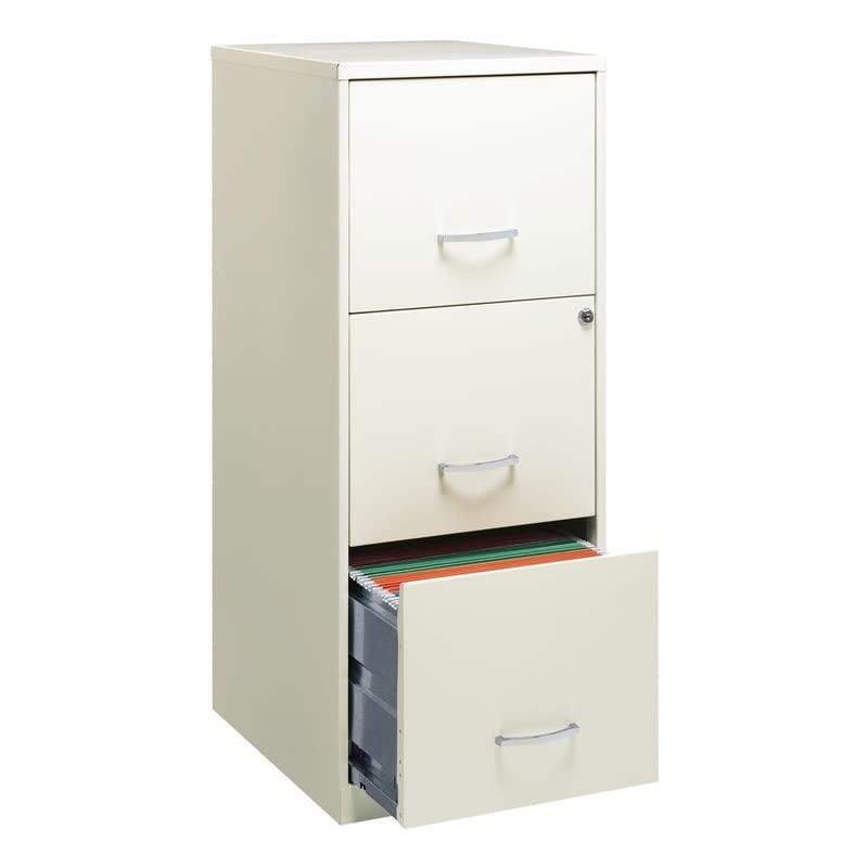 Pearl White 3-Drawer Lockable Vertical File Cabinet