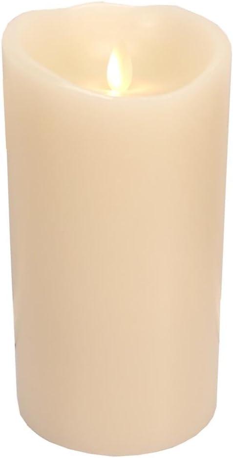 Liown 37088 - 7.5" Ivory Wax Push Flame LED Pillar Candle with Timer