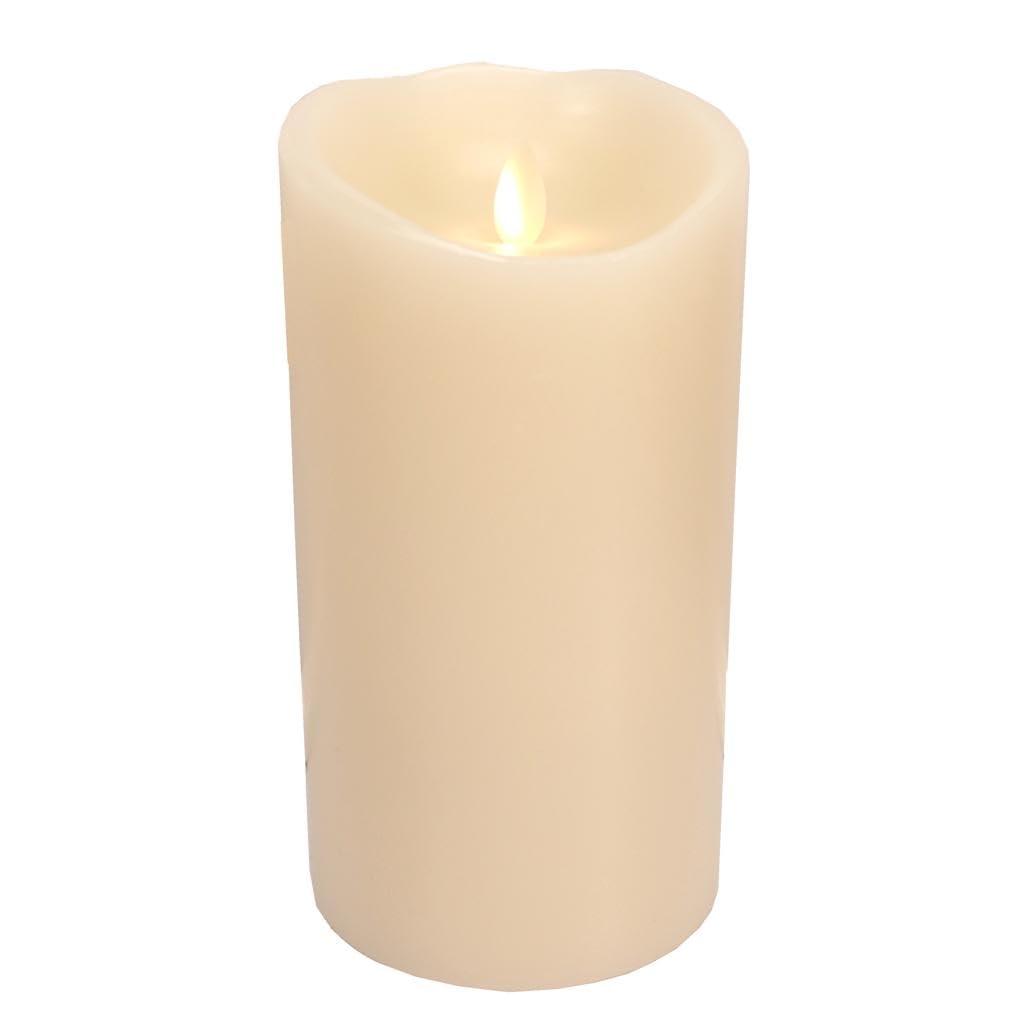 Liown 37088 - 7.5" Ivory Wax Push Flame LED Pillar Candle with Timer