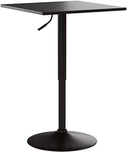 Roundhill Furniture Belham Black Square Adjustable Metal Base Bar Table