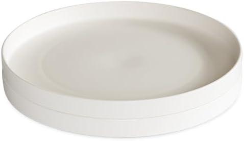 White 8-Inch Round Microwave-Safe Lunch Plates, Set of 2