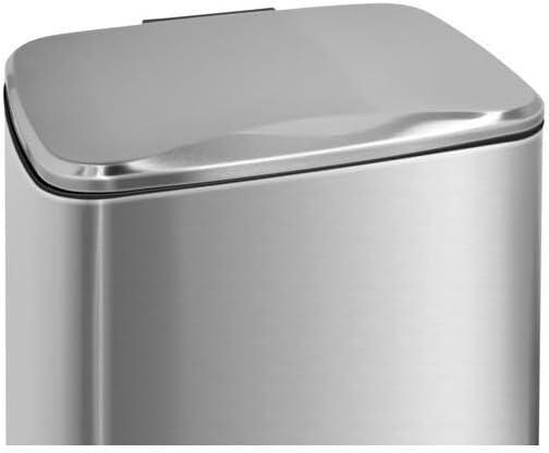 Innovaze 8 and 1.3 Gallon Trash Can Combo, Rectangular Step On Kitchen and Bathroom Trash Can, Stainless Steel