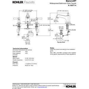 Kohler ® Bancroft Chrome Bathroom Sink Faucet