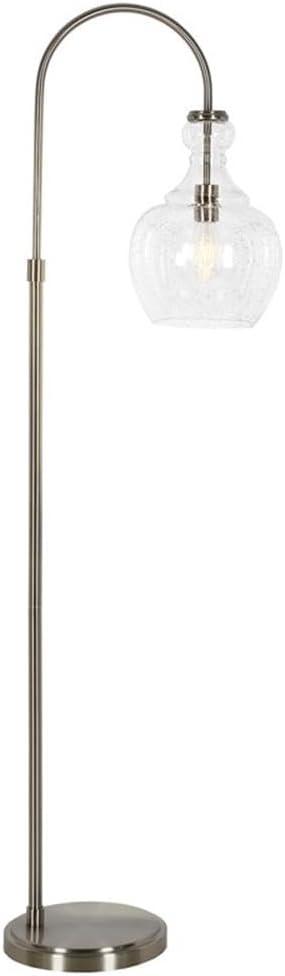 Henn&Hart 12" Brushed Nickel Finish Metal/Glass Floor Lamp