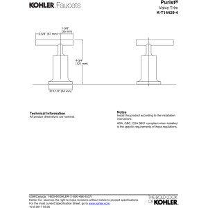 Purist® Deck- or Wall-Mount High-Flow Bath Trim with Lever Handles