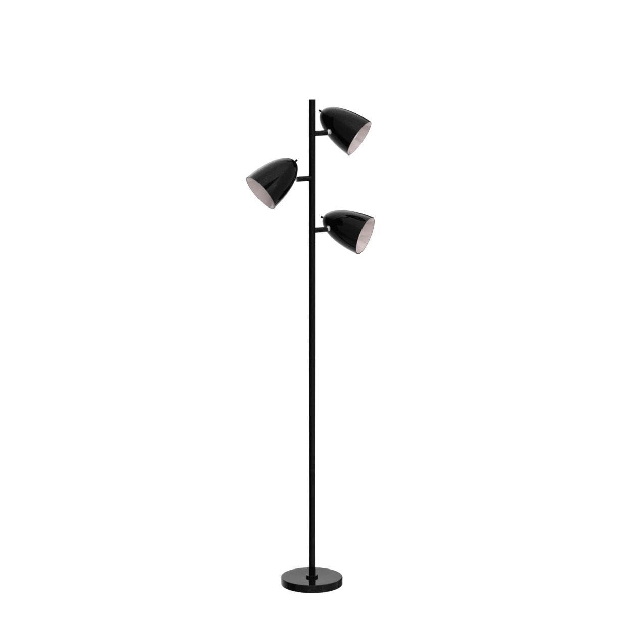 addlon Tree Floor Lamp with 3 Adjustable Rotating Lights and Matching LED Bulbs, Standing Tall Pole Lamps for Living Room, Bedroom, Home, Office - Black
