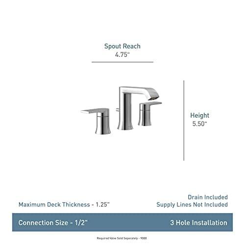 Genta LX Two-Handle Widespread Bathroom Faucet Trim Kit, Valve Required