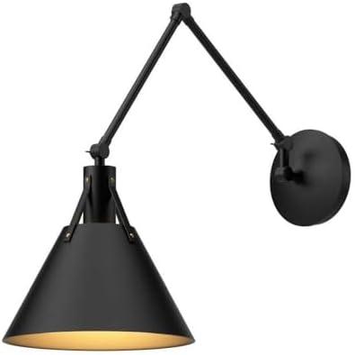 Matte Black Metal Dimmable Swing Arm Wall Sconce