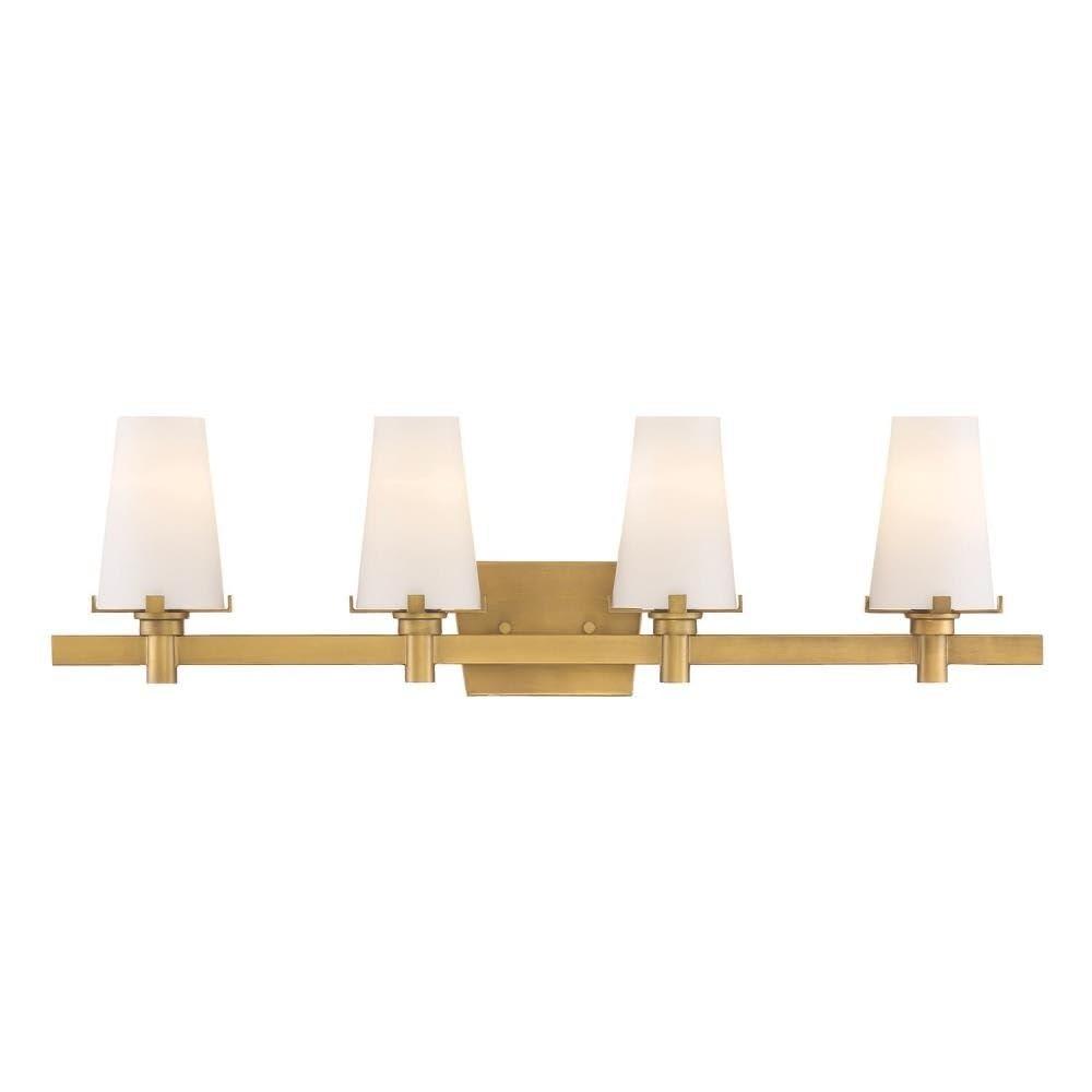 Designers Fountain Hyde Park Vintage Gold 4 Light Bathroom Vanity Light Fixture, 87904-VTG