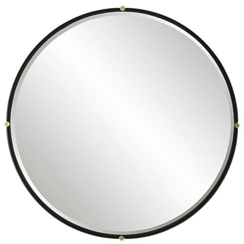 Bonded Round Black and Gold Transitional Mirror
