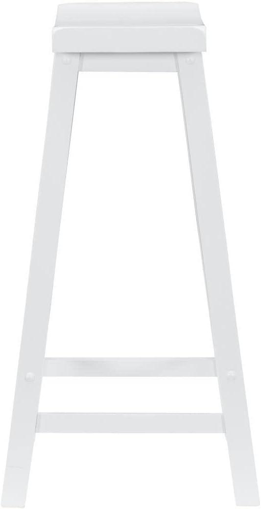 White Transitional Backless Saddle Wood Bar Stool