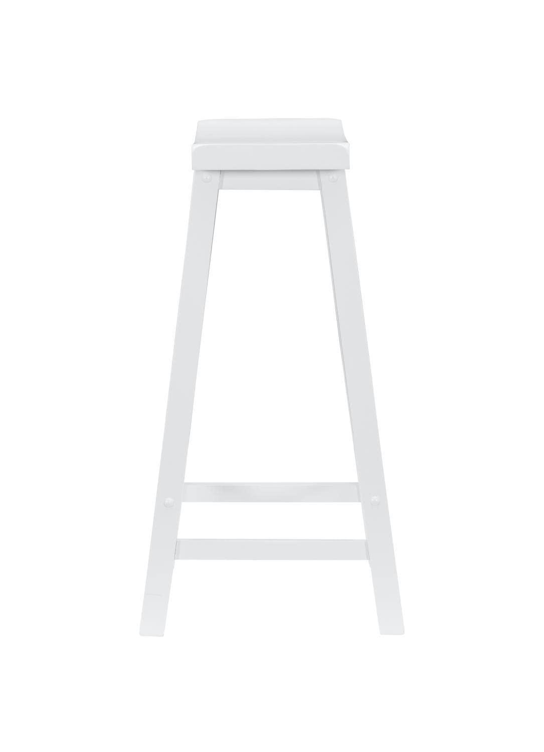 Linon Beamon 29" Sturdy Wood Backless Saddle Seat Counter Stool in Pure White