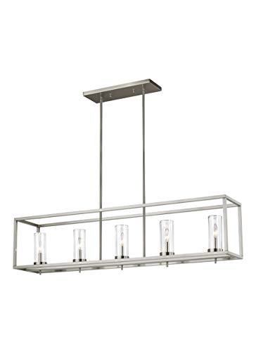 Zire 5-Light Brushed Nickel LED Island Pendant with Clear Glass Shades