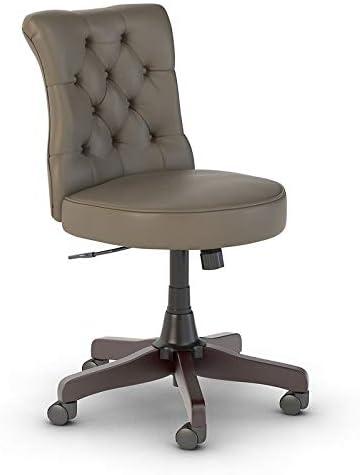 Bush Furniture Key West Mid Back Tufted Office Chair in Washed Gray Leather