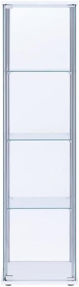 Bowery Hill Modern Metal 4 Shelf Glass Display Case in White