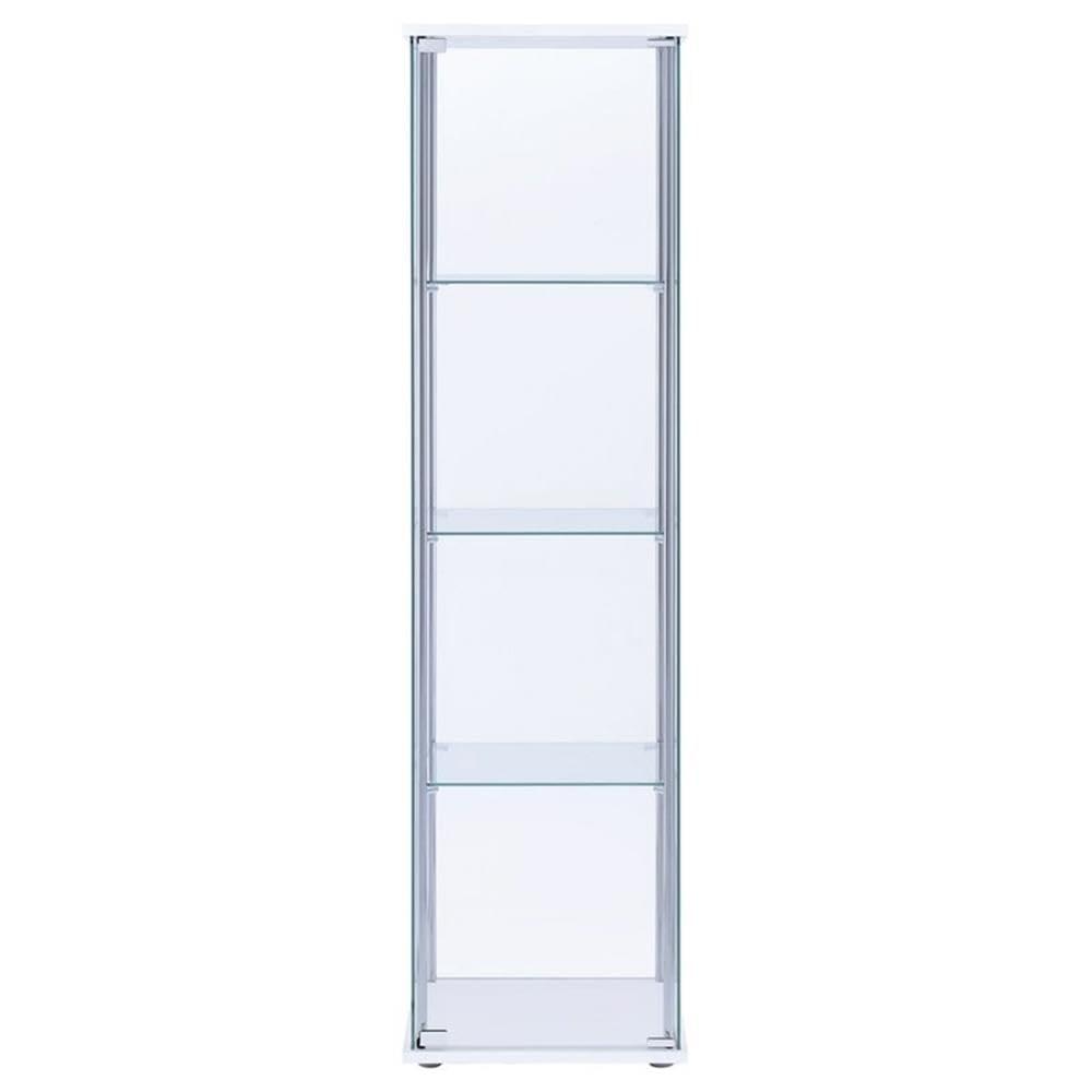 Bowery Hill Modern Metal 4 Shelf Glass Display Case in White