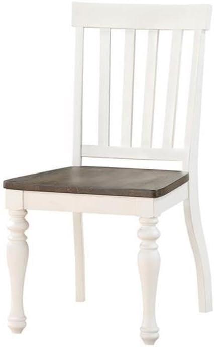 Steve Silver Co. Set of 2 18" Joanna 2 Tone Side Chair Ivory/Charcoal: Hardwood Frame, Slat Back Design, CSA Certified