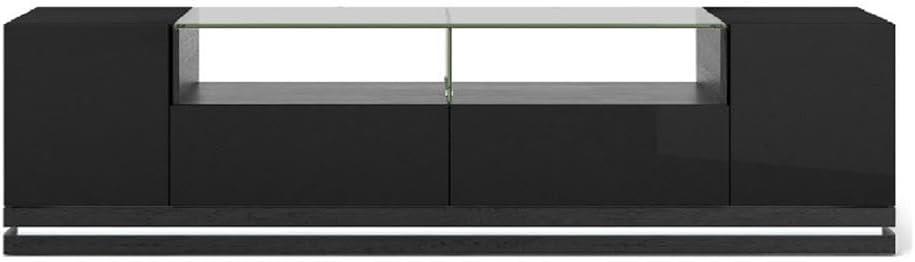 Vanderbilt Wood 85" TV Stand in Matte Black & Gloss