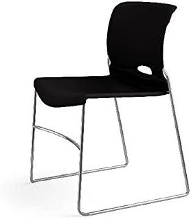 Onyx Armless Metal Stacking Chair with Lumbar Support