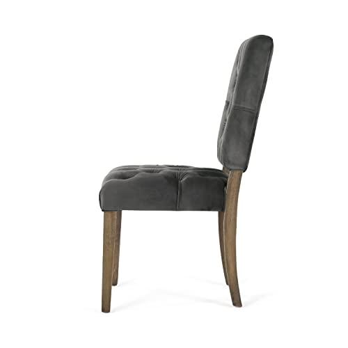 Set of 2 Saltillo New Velvet Dining Chair Charcoal - Christopher Knight Home: Upholstered, Button Tufted